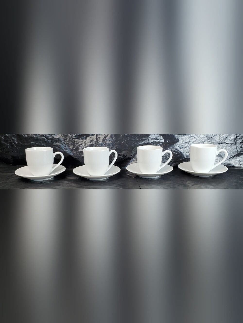 Williams-Sonoma Brasserie Flat Demitasse Cup & Saucer Espresso - Set of 4 - EUC